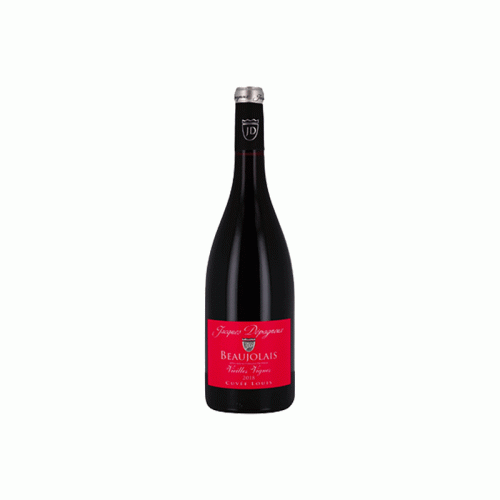 Bottle of red wine from Beaujolais, France type Vielles Vignes Prestige Cuvée Louis.